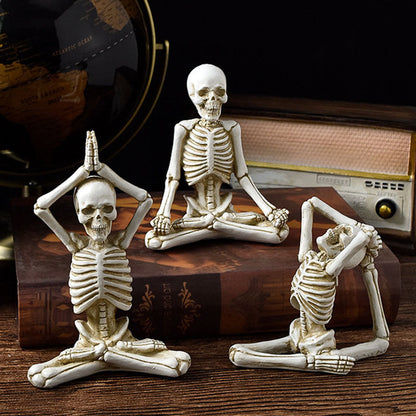 Halloween Deko Skelett Yoga Figuren – Lustige Gruseldeko für Partys & Zuhause