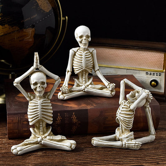 Halloween Deko Skelett Yoga Figuren – Lustige Gruseldeko für Partys & Zuhause