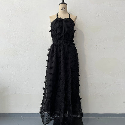 Ann – Bestickter langer Rock mit Halter und rückenfreiem Design