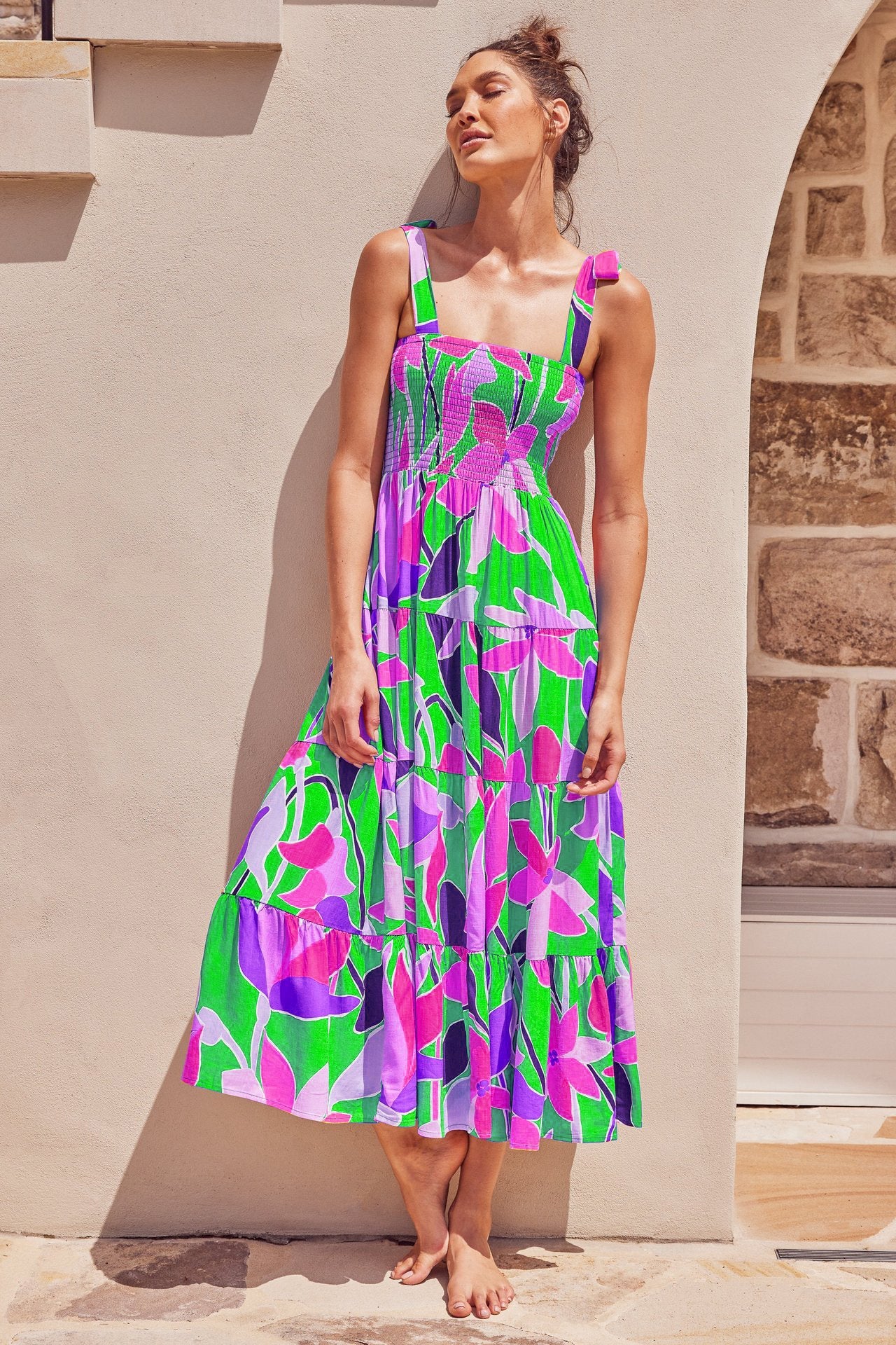 Tamara – Langes Kleid mit Sling-Tie-Druck
