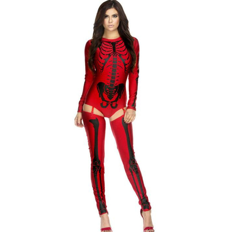 Damen Halloween Skelett Kostüm – Sexy Overall für Halloween Partys & Gruselige Events