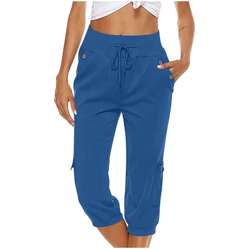 Rachel – Modische Damen Cargo-Hosen aus Baumwolle und Leinen mit Taschen