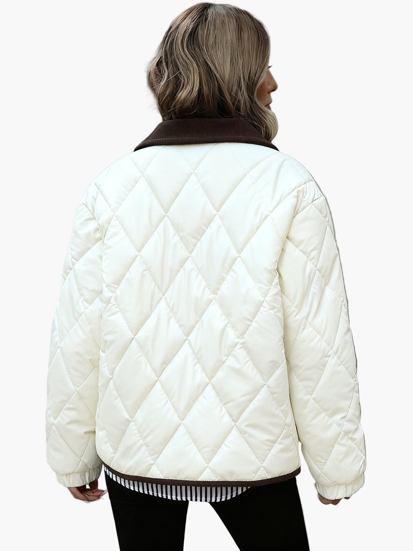 Damen Vintage Steppjacke mit Kontrastdetails – Stilvolle Übergangsjacke für Alltag und Freizeit