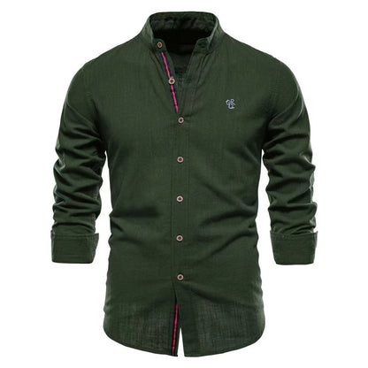 Herren Freizeithemd Slim Fit Stehkragen Modern Business Casual