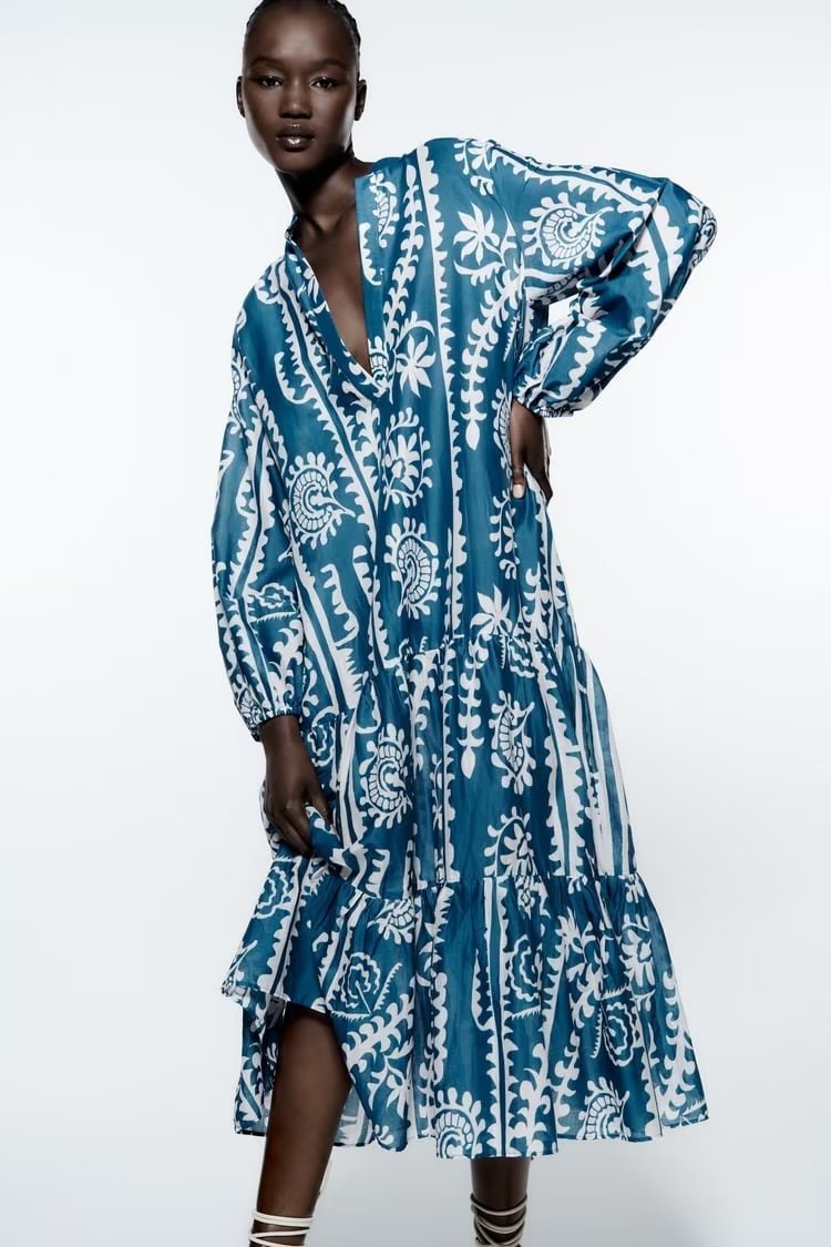 Diana – Modisches Temperament Kleid mit geschichteter Druckgestaltung