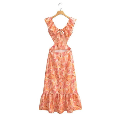 Damen Maxikleid mit Rüschen und Volants – Elegantes Sommerkleid für Freizeit und Urlaub