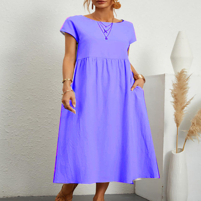 Audrey – Ärmelloses Baumwoll-Leinen-Kleid mit Taschen