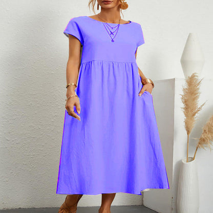 Audrey – Ärmelloses Baumwoll-Leinen-Kleid mit Taschen