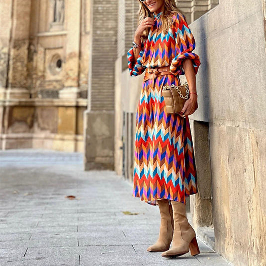 Hannah – Midi-Kleid mit geometrischem Druck