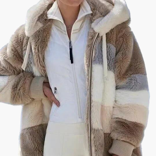 Damen Winterjacke mit Kapuze und Reißverschluss – Modischer Freizeitmantel für kalte Tage