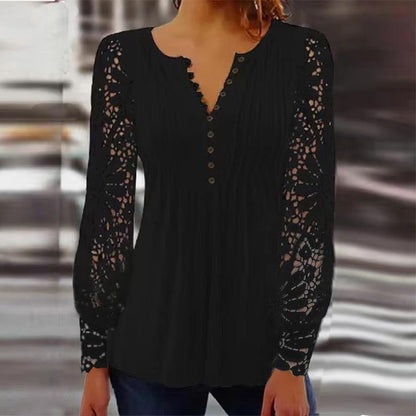 Stan – Damen T-Shirt mit Spitzenärmeln und Falten