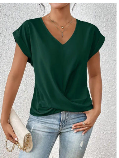 Marie – Sommer Freizeit T-Shirt mit Unregelmäßigem Knoten
