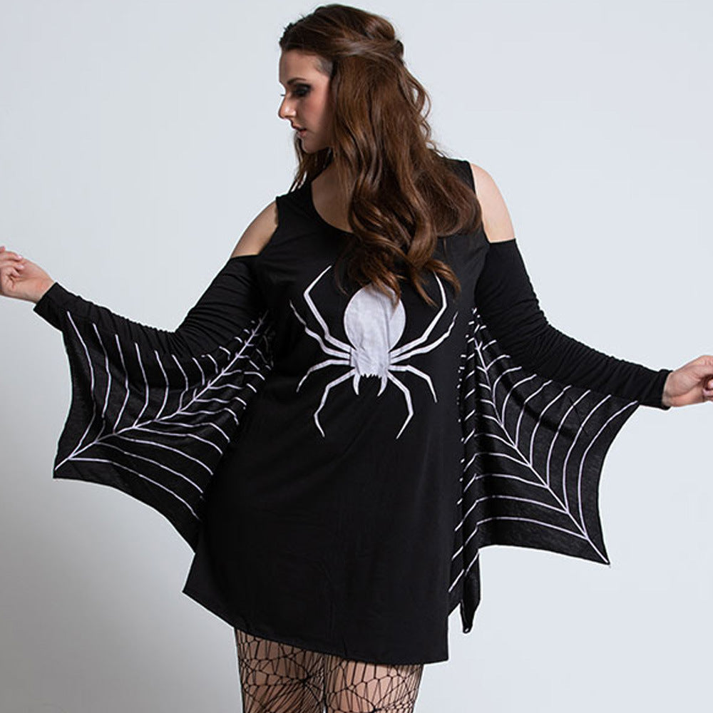 Damen Halloween Kleid Spinnennetz Kostüm – Plus Size Party Outfit für Gruselige Feiern