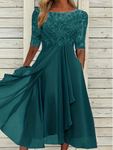 Shannon – Chiffon Kleid mit Spitzen-Ausschnitten für Damen