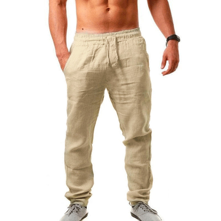 Sommerhose Herren – Leichte Leinenhose mit Gummibund für Freizeit & Strand