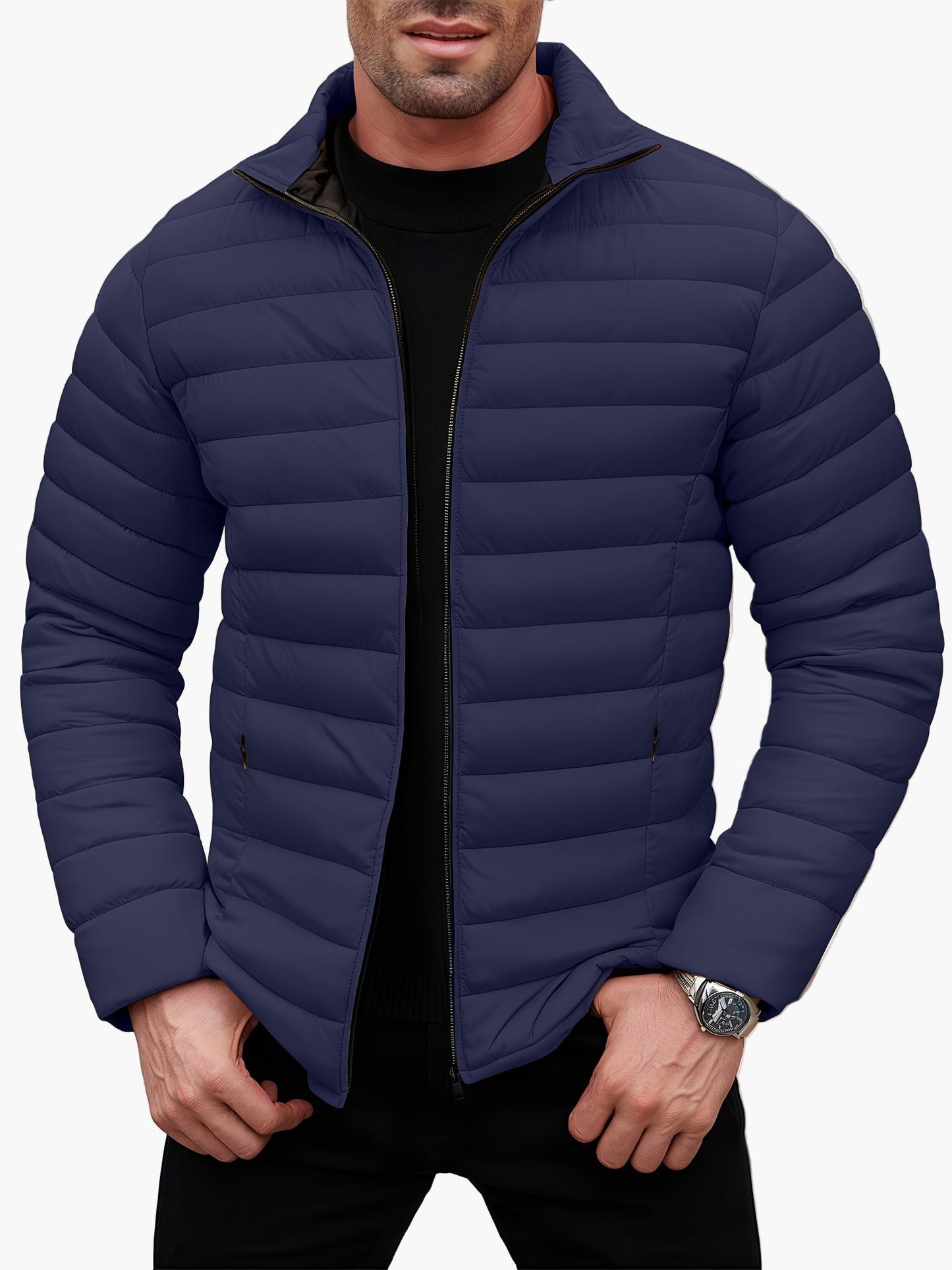Herren Steppjacke Leicht Gepolstert für Alltag und Freizeit – Modernes Design
