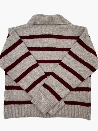 Damen Strickpullover mit Streifen und Kragen – Eleganter Freizeit-Look für Herbst und Winter