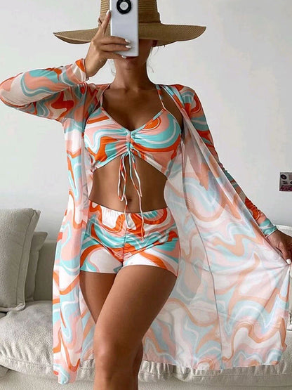 Lydia – 3-teiliges Bikini-Set mit langärmliger Cardigan für den Sommer