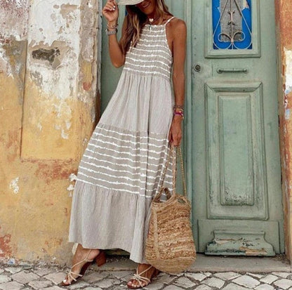 Anne – Gestreiftes Kleid mit hängendem Hals für Frühling und Sommer