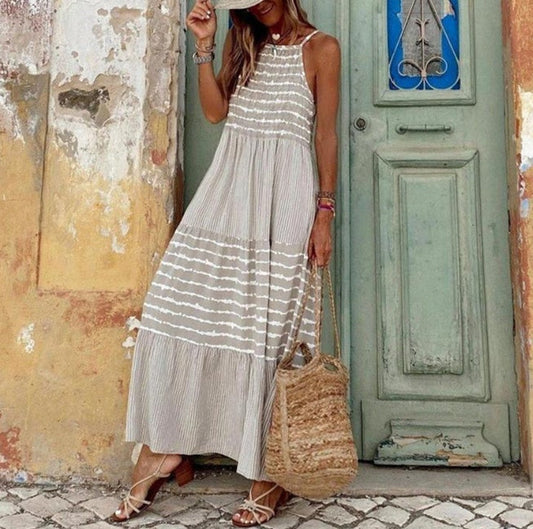 Anne – Gestreiftes Kleid mit hängendem Hals für Frühling und Sommer
