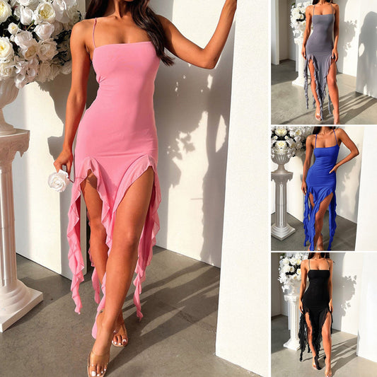 Chelsea – Sexy Träger Kleid mit schlankem Rock und modischem Rüschendesign für den Sommer