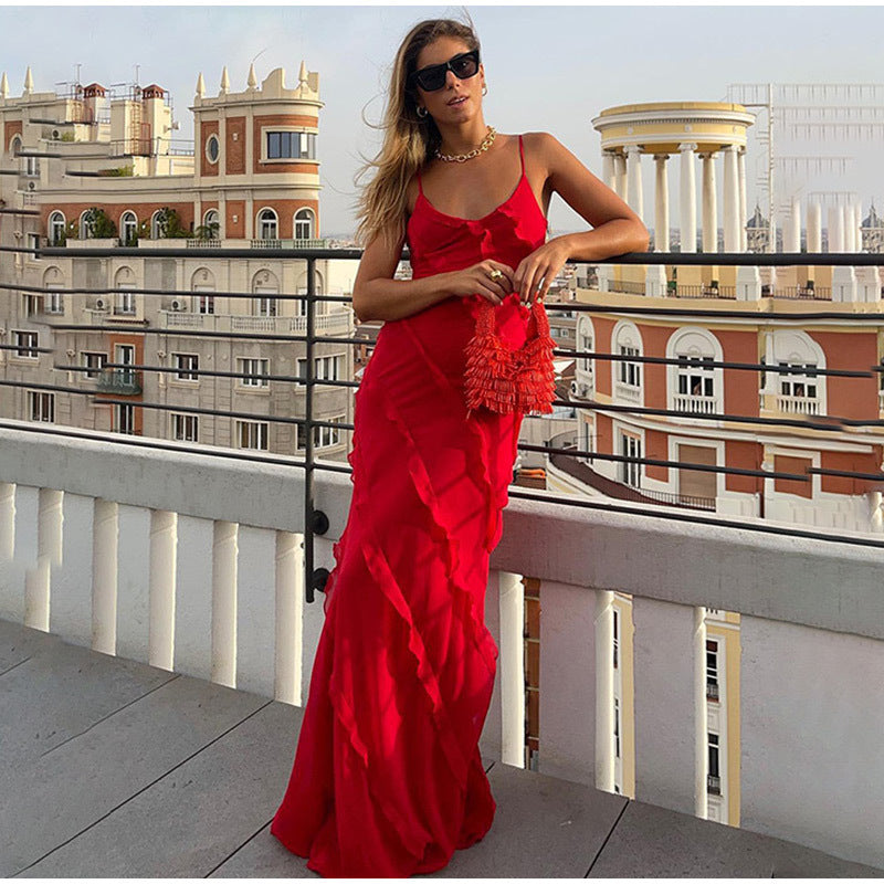 Pamela – Chiffon-Langkleid mit Trägern