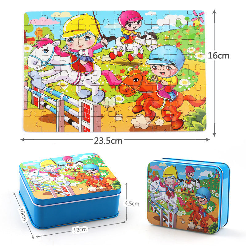 Kinder Holzpuzzle Set mit Aufbewahrungsbox – Lernspielzeug für Jungen und Mädchen, pädagogisches Puzzle ab 3 Jahren