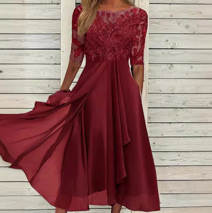 Shannon – Chiffon Kleid mit Spitzen-Ausschnitten für Damen