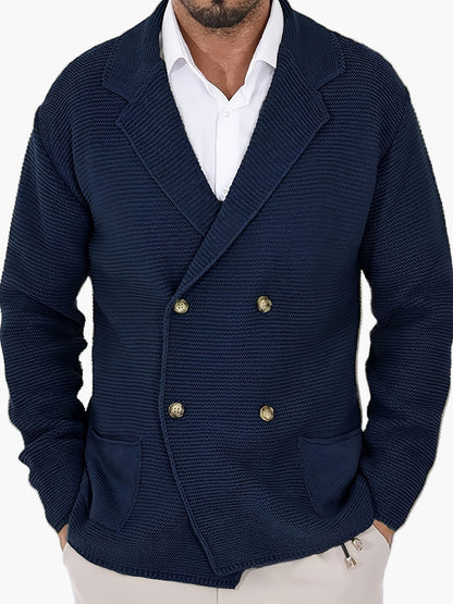Herren Strickjacke mit Reverskragen und Doppelreiher – Eleganter Casual-Style für Alltag und Büro