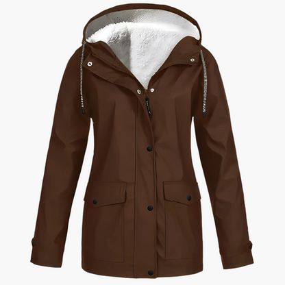 Damen Fleece Gefütterte Regenjacke für Winter Outdoor & Alltag – CozyShield Stilvoll & Warm