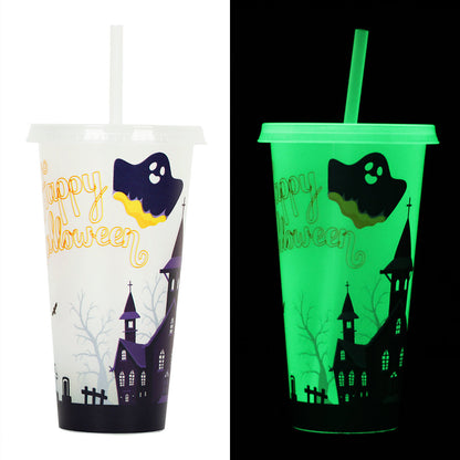 Halloween Becher mit Strohhalm – Kreativer Trinkbecher für gruselige Partys & Deko