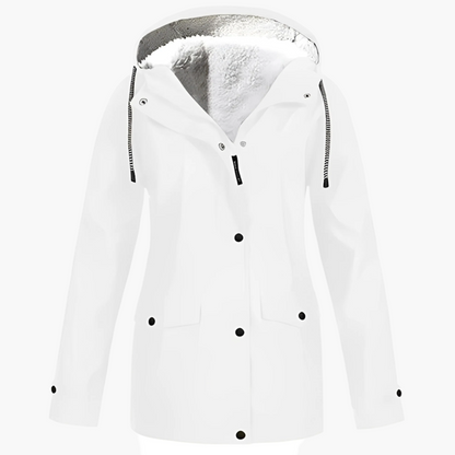 Damen Fleece Gefütterte Regenjacke für Winter Outdoor & Alltag – CozyShield Stilvoll & Warm
