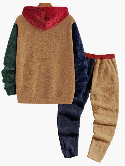 Herren Fleece Freizeit Jogginganzug mit Kapuze – Bequemer Zweiteiler für Herbst und Winter