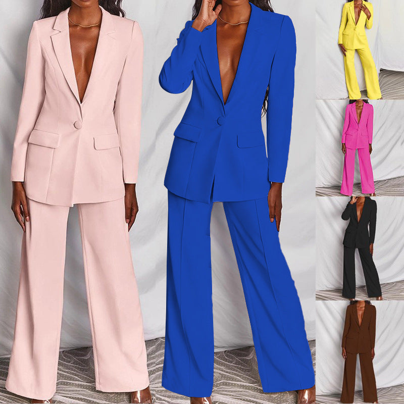 Damen Business Anzug Set – Eleganter Blazer mit weiter Hose für Büro, Events & Alltag