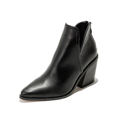 Clara – Leopardenmuster Kurzstiefel mit hohem dicken Absatz und spitzem Fuß