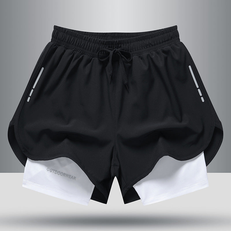 Ian – Sportliche Herren-Shorts mit Kordelzug und doppelter Schicht, schnelltrocknend und hoch elastisch