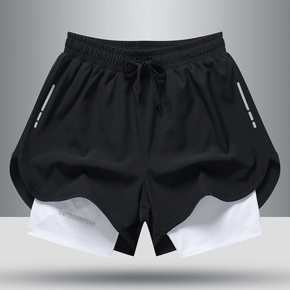 Ian – Sportliche Herren-Shorts mit Kordelzug und doppelter Schicht, schnelltrocknend und hoch elastisch