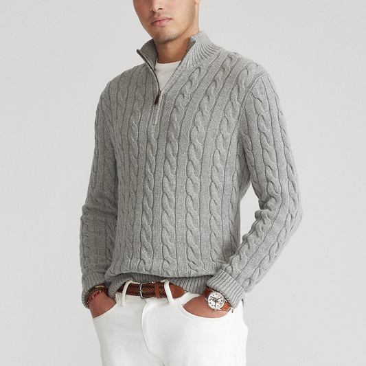 Herren Strickpullover im Old Money Stil mit halbem Reißverschluss – Eleganter Freizeitpullover