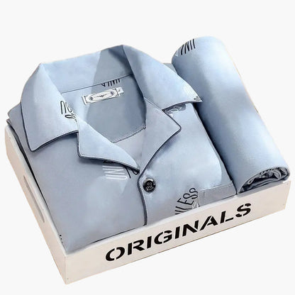 Herren Pyjama Set mit Feder-Print – Stilvolles Schlafanzug-Set für das ganze Jahr