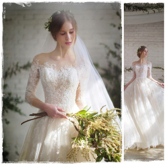 Barbara – Hochzeitskleid mit Spitzenärmeln