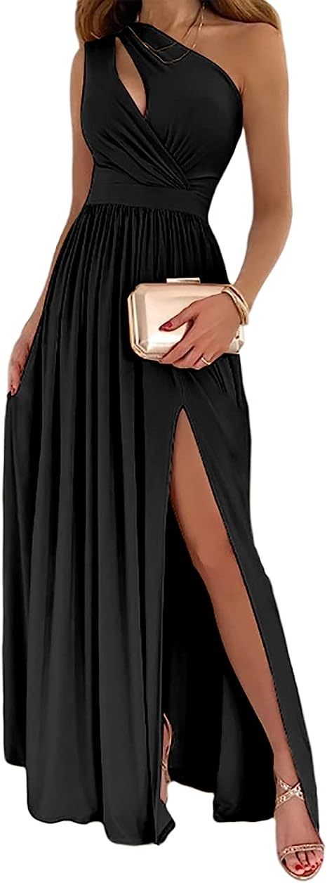 Wendy – Elegantes Maxikleid mit Schulterfreischnitt und hohem Schlitz