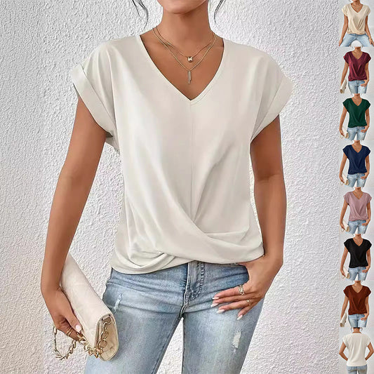 Marie – Sommer Freizeit T-Shirt mit Unregelmäßigem Knoten