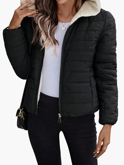 Damen Kapuzenjacke mit Fleecefutter – Bequemer Casual-Style für Herbst & Winter