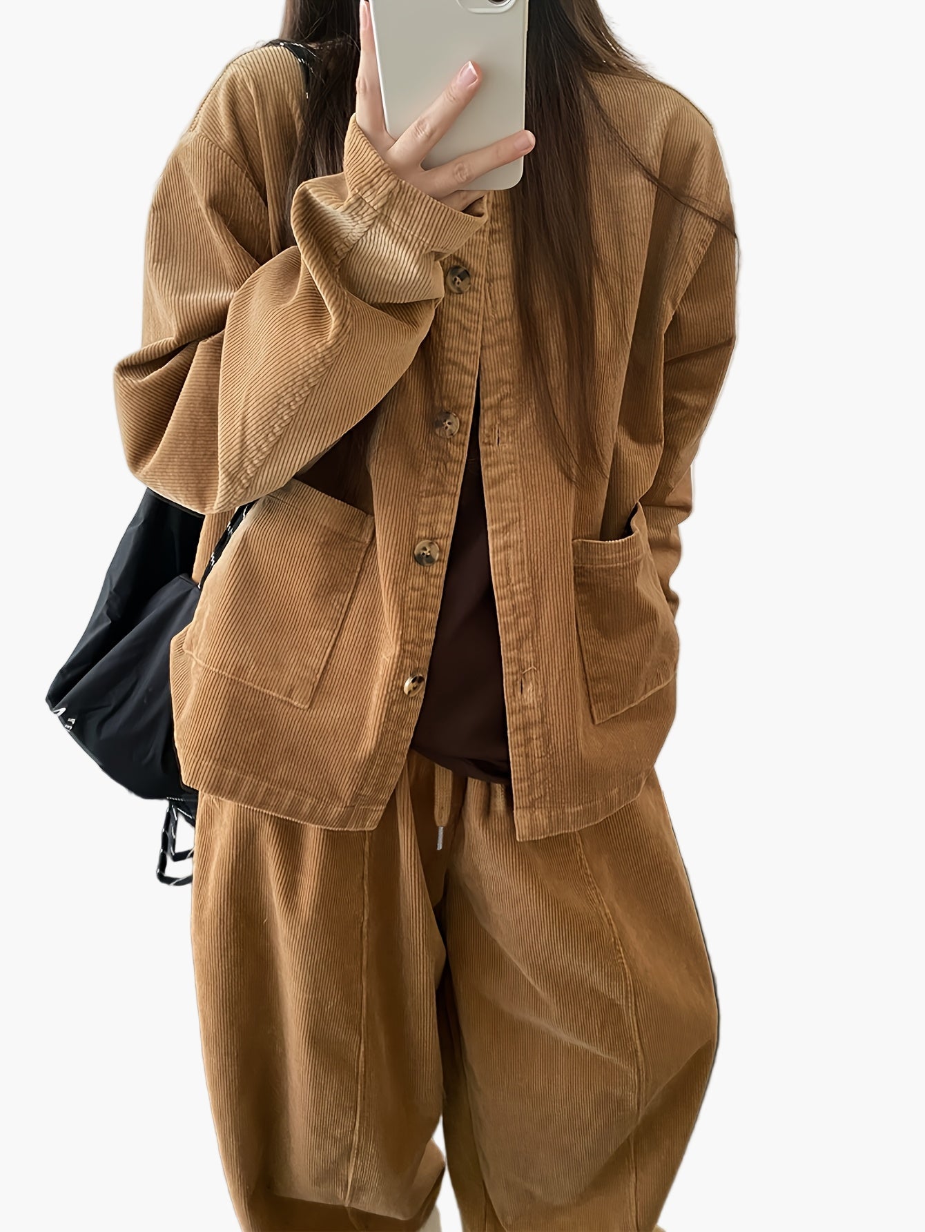 Damen Oversize Anzug Zweiteiler Set Elegant Lässig Herbst Winter