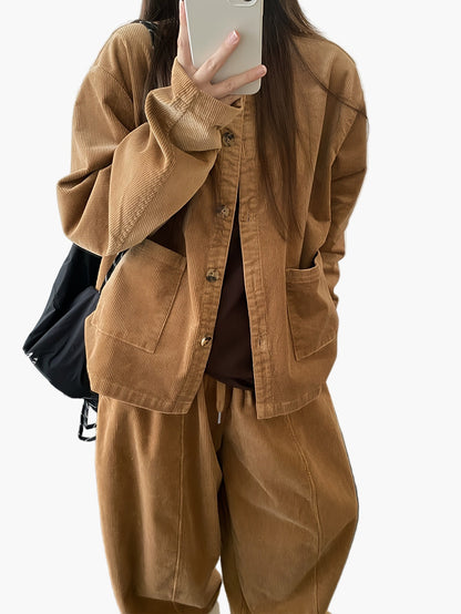 Damen Oversize Anzug Zweiteiler Set Elegant Lässig Herbst Winter