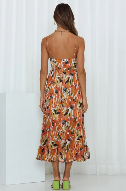 Diana – Boho-Schulterfreies Print-Kleid
