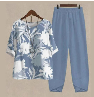 Abigail – Bedruckter Damenanzug mit Top und Hose