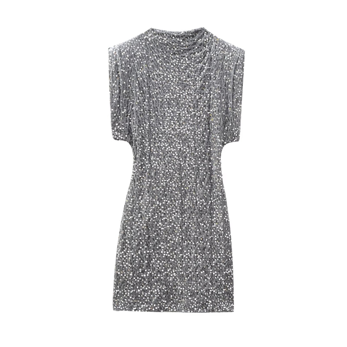 Shirley – Ärmelloses Minikleid mit gepolsterten Schulterträgern und Perlenverzierung