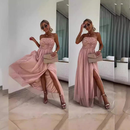 Alison – Ärmelloses Kleid mit Blumenstickerei