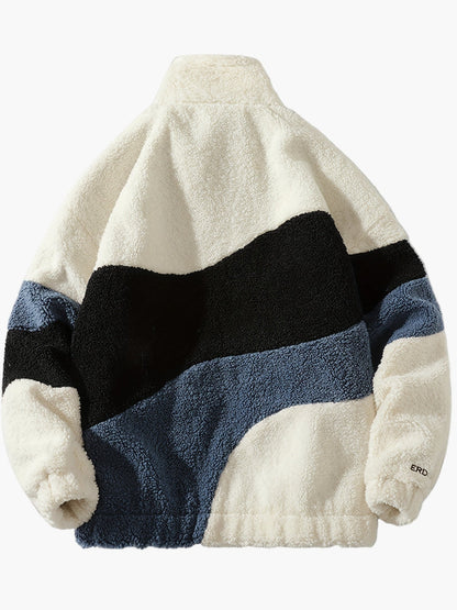 Herren Preppy Style Softshelljacke mit Farbblock-Design und Stehkragen – Freizeitjacke mit Reißverschluss